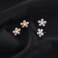 New Fashion Creative Flower Zircon Copper Earrings main image 4