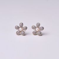 New Fashion Creative Flower Zircon Copper Earrings sku image 1