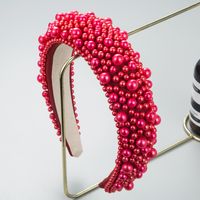 Large And Small Pearl Sponge Thickened Red Headband Wholesale main image 2