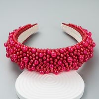 Large And Small Pearl Sponge Thickened Red Headband Wholesale main image 3