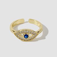 Fashion Copper Inlaid Zircon Eye Open Ring Wholesale Jewelry main image 3