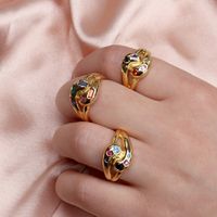 European And American Retro Heart Copper Diamond Peach Heart Open Index Finger Ring main image 3