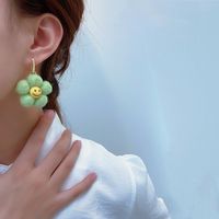 Retro Plush Smiley Flower Earrings main image 3
