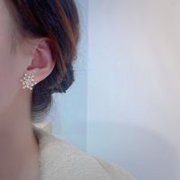 Boucles D&#39;oreilles Coréennes En Alliage De Flocon De Neige De Perles D&#39;automne Et D&#39;hiver main image 3
