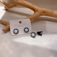 Autumn And Winter Pearl Camellia Alloy Stud Earrings main image 1