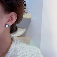 Autumn And Winter Pearl Camellia Alloy Stud Earrings main image 4