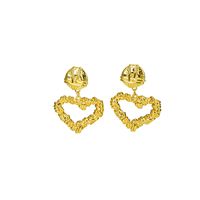 Vintage Solid Color Hollow Heart Shaped Fold Irregular Copper Earring Wholesale main image 6
