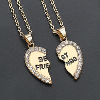 Fashion Heart English Letters Best Friends Pendant Copper Inlaid Zircon Necklace main image 1