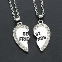 Fashion Heart English Letters Best Friends Pendant Copper Inlaid Zircon Necklace main image 3