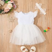 2022 Summer White Girl Princess Skirt Girl Baby New Flying Sleeve Mesh Skirt Wholesale main image 1