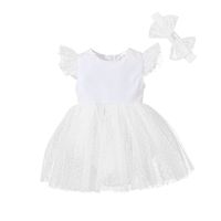 2022 Summer White Girl Princess Skirt Girl Baby New Flying Sleeve Mesh Skirt Wholesale main image 6