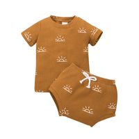 Summer Baby Pit Strip Short-sleeved Romper Set Casual Solid Color Baby Briefs Two-piece Set main image 6