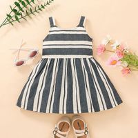 Children's Clothing 2022 Summer Style Little Girl Striped Suspender Skirt Children's Dress main image 5