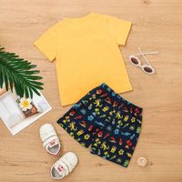 Children's Beach Print Shorts Set Summer Boys And Girls Short Sleeve T-shirt 2 Piece Set main image 3
