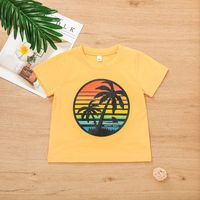 Children's Beach Print Shorts Set Summer Boys And Girls Short Sleeve T-shirt 2 Piece Set main image 4