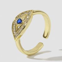 Fashion Copper Inlaid Zircon Eye Open Ring Wholesale Jewelry sku image 1