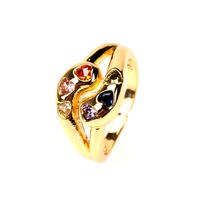 European And American Retro Heart Copper Diamond Peach Heart Open Index Finger Ring sku image 1
