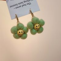 Retro Plush Smiley Flower Earrings sku image 3