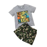 Children's Seaside Beach Shorts Set Summer Boys And Girls Short-sleeved T-shirt 2-piece Set sku image 1