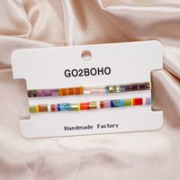 Simple Glass Tila Bead Hand-beaded Rainbow Stacked Bracelet Set sku image 3