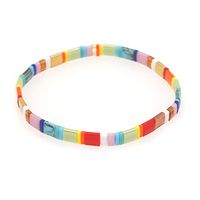 Simple Glass Tila Bead Hand-beaded Rainbow Stacked Bracelet Set sku image 2