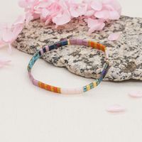 Simple Glass Tila Bead Hand-beaded Rainbow Stacked Bracelet Set sku image 1