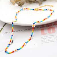 Fashion Miyuki Beads Rainbow Daisy Bracelet Necklace Jewelry Set sku image 2