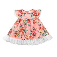 2022 Summer Little Girl Princess Skirt Flower Flying Sleeve Print Dress Wholesale sku image 1