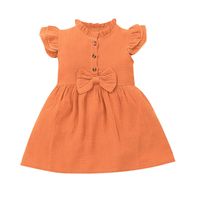 Summer Girls Skirt 2022 New Little Girl Bow Flying Sleeve Dress Children's Clothing sku image 1