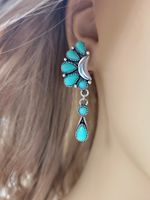 New Half-moon And Water Drop Turquoise Retro Exaggerated Earrings main image 5