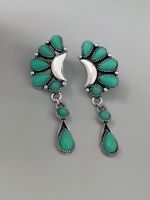 New Half-moon And Water Drop Turquoise Retro Exaggerated Earrings main image 6