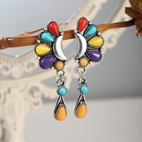 New Half-moon And Water Drop Turquoise Retro Exaggerated Earrings sku image 1
