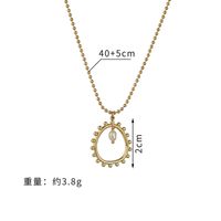 Retro 14k Gold Pearl Ring Necklace Leaf Titanium Steel Collarbone Chain main image 4