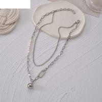 Retro Stitching Two-color Pearl Necklace Alloy Clavicle Chain main image 4