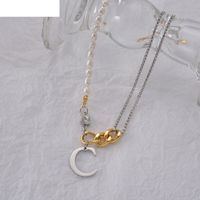 Retro Stitching Two-color Pearl Necklace Alloy Clavicle Chain main image 5