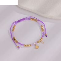 Pulsera Con Colgante De Estrella De Ocho Puntas De Acero Inoxidable Trenzado Con Cuentas De Colores Simples main image 6