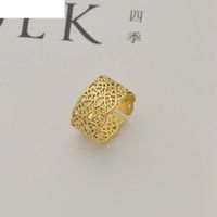 French Retro Simple Stainless Steel 14k Hollow Open Wide Index Finger Ring main image 3
