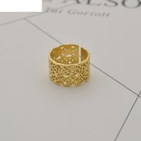 French Retro Simple Stainless Steel 14k Hollow Open Wide Index Finger Ring main image 6