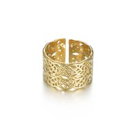 French Retro Simple Stainless Steel 14k Hollow Open Wide Index Finger Ring main image 1