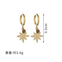 Vintage Rice Beads Eight-pointed Star Round Stainless Steel Earrings main image 3