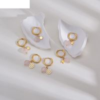 Korean Pink Stone Star Earrings Women's Exquisite Stainless Steel Earrings main image 3