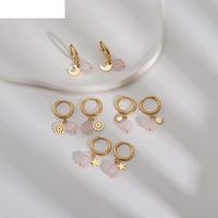 Korean Pink Stone Star Earrings Women's Exquisite Stainless Steel Earrings main image 5