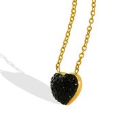 Simple Heart-shaped Black Diamond Pendant Necklace Fashion Titanium Steel Gold-plated Clavicle Chain main image 6