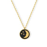 Fashion Star Moon Round Pendant Necklace Titanium Steel 18k Gold Clavicle Chain main image 6