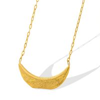 Fashion Crescent Pendant Titanium Steel Plated 18k Gold Clavicle Chain main image 6