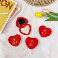 Cute Cherry Heart-shaped Handy Makeup Double-sided Portable Mirror main image 3