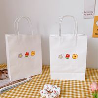 Cute Color Small Flowers Double-sided Printing White Simple Tote Shopping Gift Bag main image 5