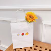 Cute Color Small Flowers Double-sided Printing White Simple Tote Shopping Gift Bag main image 4
