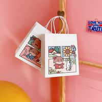 Cute Simple Cartoon White Paper Portable Shopping Packaging Gift Storage Bag main image 4