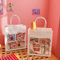 Cute Simple Cartoon White Paper Portable Shopping Packaging Gift Storage Bag main image 5